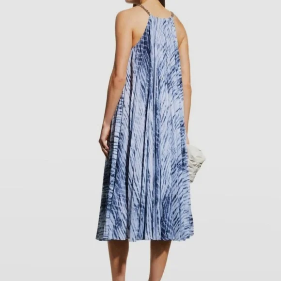 Michael Michael Kors Midnight Blue Tie Dye Georgette Maxi Dress Sz M/ $325 MRSP - Picture 2 of 12